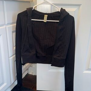 ALO Yoga Seamless Cable Knit Black Hooded Jacket